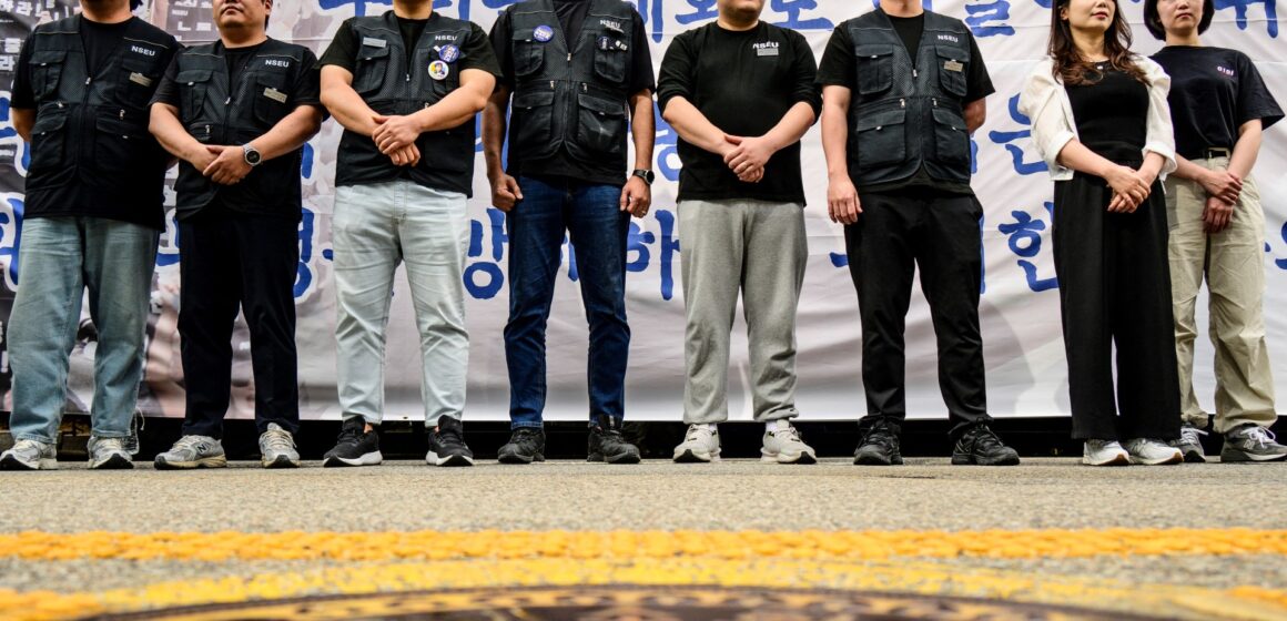 Samsung-arbetare i Sydkorea vidtar stridsåtgärder för första gången

