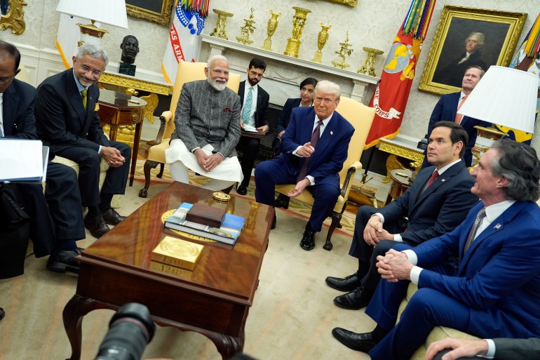 Narendra Modi och Donald Trump på Oval Office.