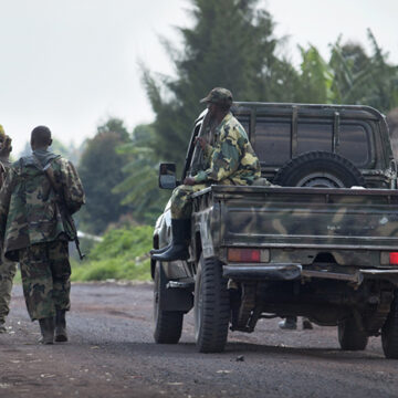 M23 fighters loyal to Bosco Ntaganda move along the road towards Goma as Peacekeepers observed gathering of armed people North of the city, the 1st of March 2013. cc MONUSCO Photos /Sylvain Liechti / modified, https://www.flickr.com/photos/monusco/8531078326