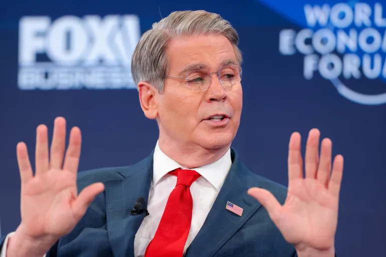 USA:s finansminister Scott Bessent deltar i World Economic Forums (WEF) 56:e årliga möte i Davos, Schweiz, den 20 januari 2026