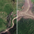 Satellitbilder visar förstörelse från Nepal-Tibet översvämningar

